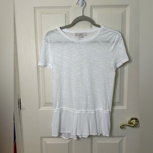 Loft White Peplum Top Size S